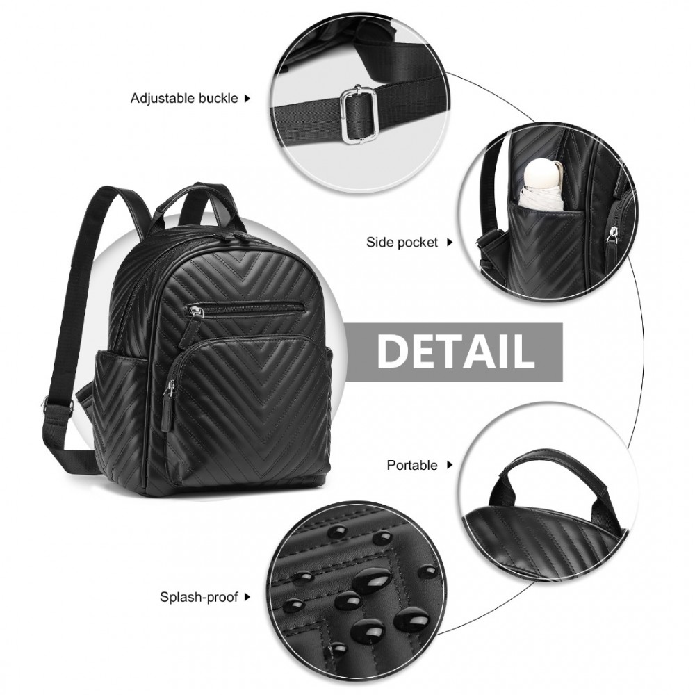 Miss Lulu casual chic dámsky batoh LG2323 - čierny LG2323-BK-(10)-1000x1000